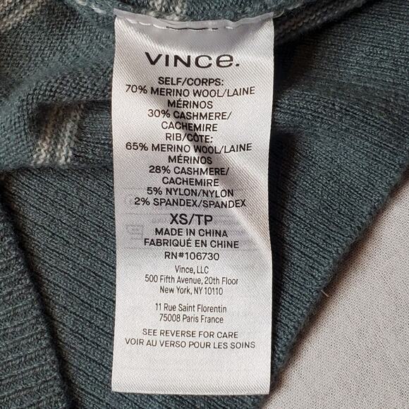 Vince Women's Size XS Wool Cashmere Blend Crew Neck Sweater Green - Picture 4 of 7